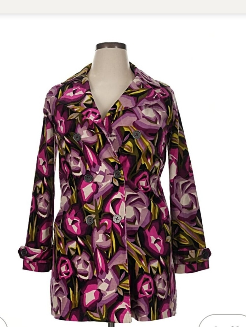 Missoni For Target Bright Colorful Floral Trench Coat Womens Size XL